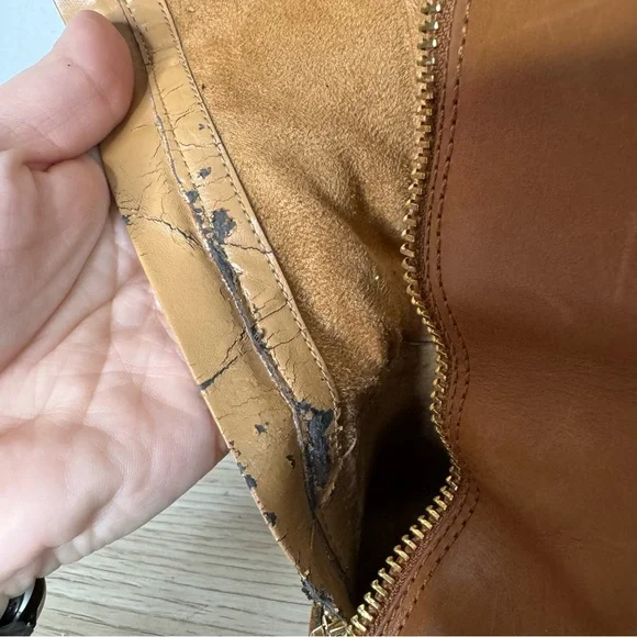 Clarks Charlie Cognac Leather Tall Riding Boots Womens Size 9.5 M Equestrian Zip - Picture 12 of 15